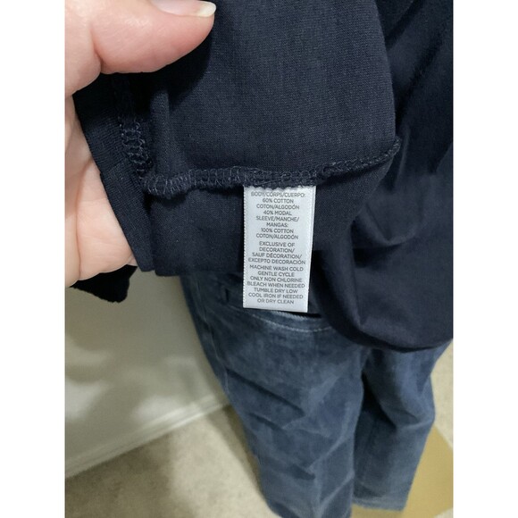 Loft, Women’s, 3/4 Puff Sleeve, Large Eyelet Flower Details, Navy Blue, Size: M - Picture 5 of 5